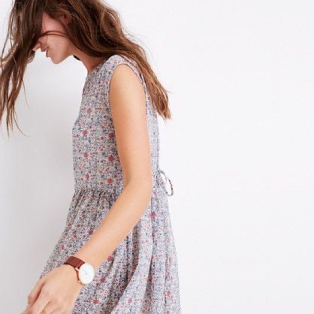 Madewell Sharon Tie Back Mini Dress in Shadowpetal XXS